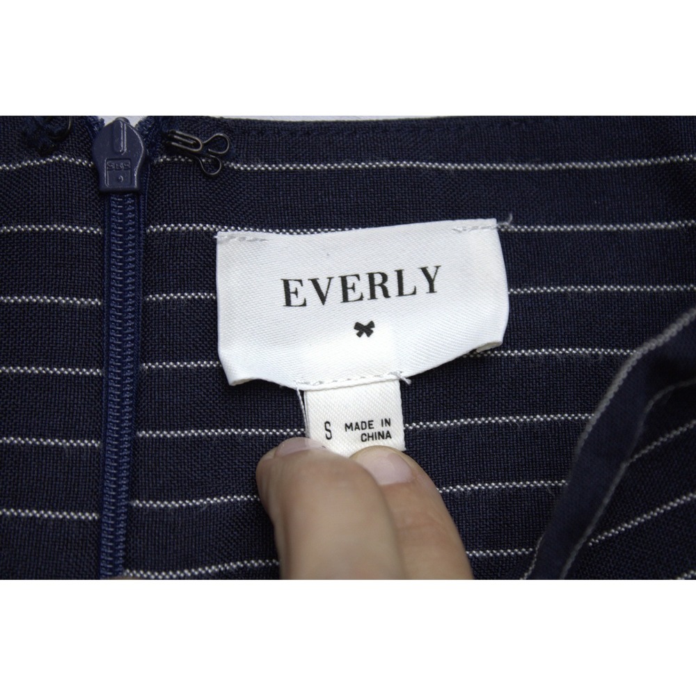 Everly Pinstripe Lace Up Wide Leg Pants Navy Blue S Dark Academia - Picture 4 of 8